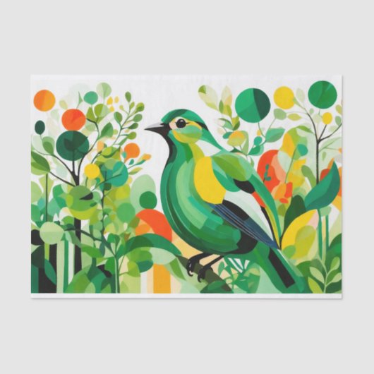 Abstrakter Vogel, der auf einer Baumzweigung Stehe Seidenpapier (Vorderseite)