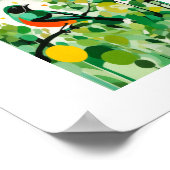 Abstrakter Vogel, der auf einer Zweigniederlassung Poster (Ecke)