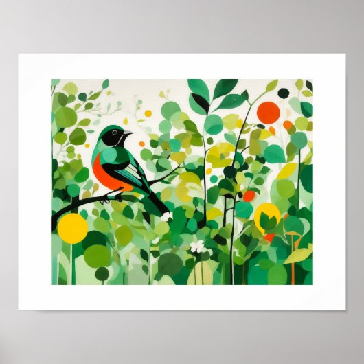 Abstrakter Vogel, der auf einer Zweigniederlassung Poster (Vorne)