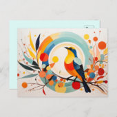 Abstrakter Vogel, der auf einer Zweigniederlassung Postkarte (Vorne/Hinten)