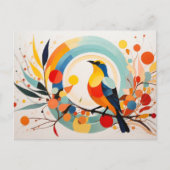 Abstrakter Vogel, der auf einer Zweigniederlassung Postkarte (Vorderseite)