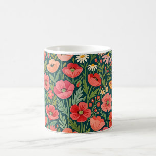 Abstrakter Volksmund-Mohn-Schmetterlinge-Kaffeebec Kaffeetasse