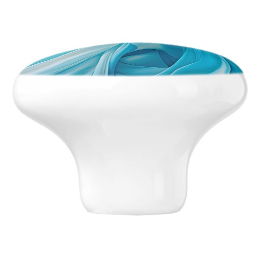 Abstrakter, von Stoff Inspiriert Blauer Keramik Kn Keramikknauf (Seitenansicht)