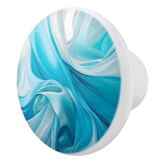 Abstrakter, von Stoff Inspiriert Blauer Keramik Kn Keramikknauf (Rechts)