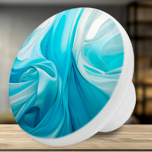 Abstrakter, von Stoff Inspiriert Blauer Keramik Kn Keramikknauf
