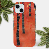 Abstrakter Waldbaum Rot iPhone 15 Hülle
