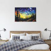 Abstrakter Waldbaum Sonnenuntergang Landschaft Leinwanddruck (Insitu (Schlafzimmer))