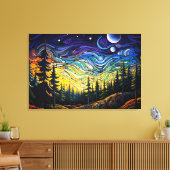 Abstrakter Waldbaum Sonnenuntergang Landschaft Leinwanddruck (Insitu (Wohnzimmer))