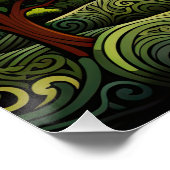 Abstrakter Waldbaum Sonnenuntergang Landschaft Poster (Ecke)