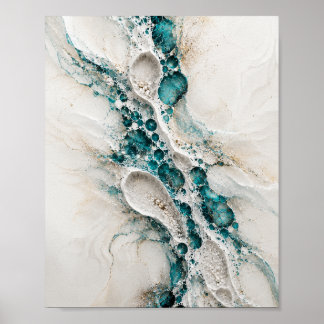 Abstrakter Wandkunstposter mit Teal-Geode Poster