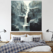 Abstrakter Wasserfall im Misty Canyon Leinwanddruck (Insitu (Schlafzimmer))