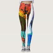 Abstrakter Wasserfall mit Personalisiertem Namen Leggings (Vorderseite)