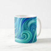Abstrakter Wasserfall Ozean Blaugradient Kaffeebec Kaffeetasse (VorderseiteRechts)