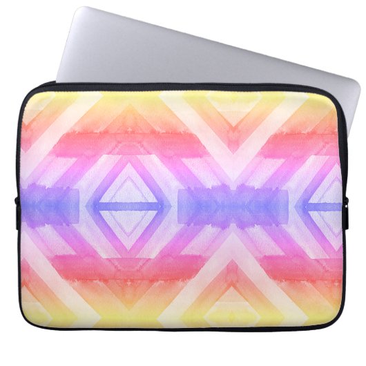 Abstrakter Wasserfarb-Geometrie-Hintergrund-Wrap Laptopschutzhülle (Vorderseite)