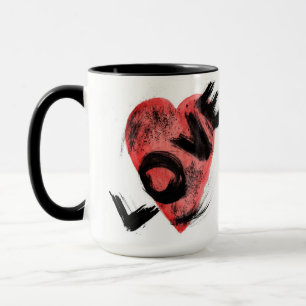 Abstrakter Wasserfarbe-Rotes-Herz-Becher mit schwa Tasse