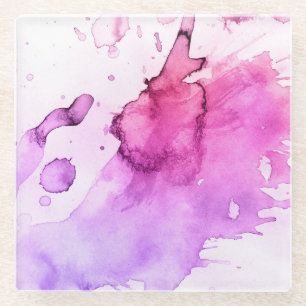 Abstrakter Wasserfarben-Hintergrund handgemalt 5 3 Glasuntersetzer