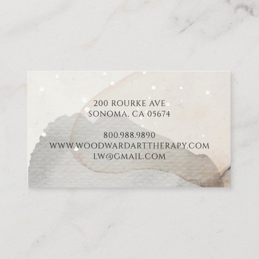 Abstrakter Wasserfarben-Kunsttherapeut Visitenkarte (Rückseite)
