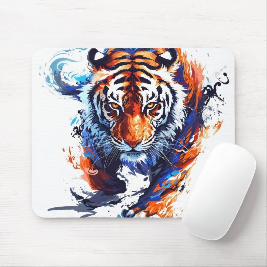 Abstrakter Wasserfarben-Tiger Mousepad (Mit Mouse)