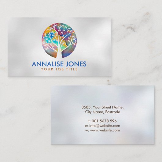 Abstrakter Wasserfarbenbaum - Form des weiblichen Visitenkarte (Vorne/Hinten)
