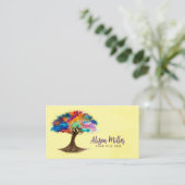 Abstrakter Wasserfarbenbaum mit farbenfrohen Folia Visitenkarte (Stehend Vorderseite)