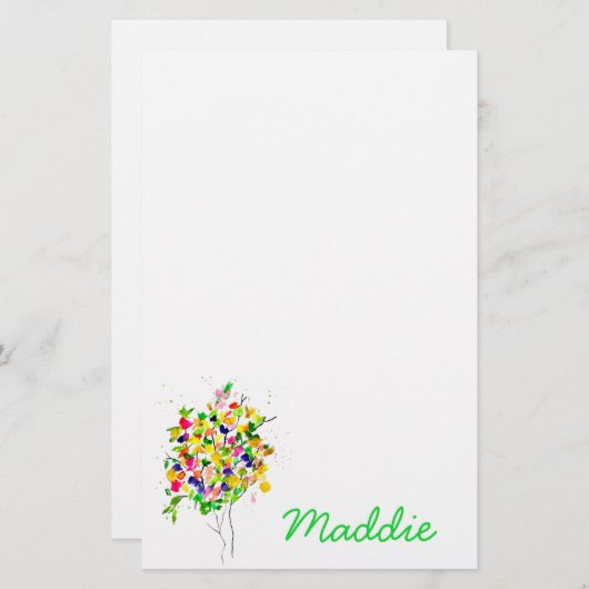 Abstrakter, wasserfarbener Baum Briefpapier (Vorne/Hinten)