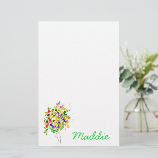 Abstrakter, wasserfarbener Baum Briefpapier (Stehend Vorderseite)