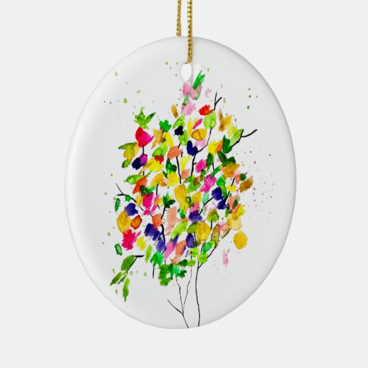 Abstrakter, wasserfarbener Baum Keramik Ornament (Rechts)