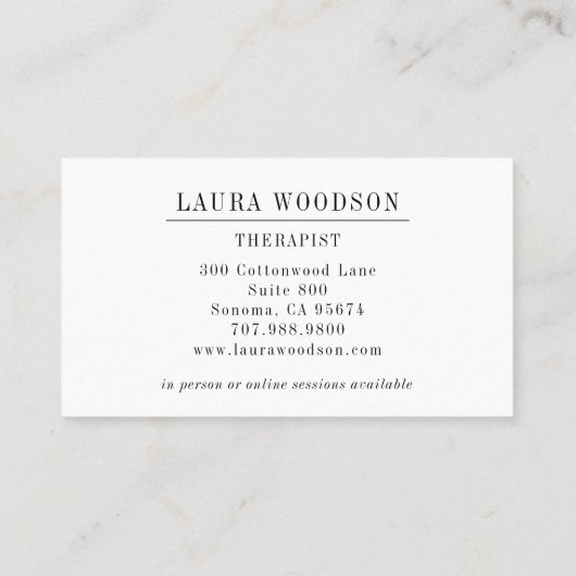 Abstrakter Wasserfarbentherapeut Visitenkarte (Rückseite)