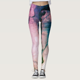 *~* abstrakter Watercolor-aquamarine rosa blaue Leggings