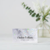 Abstrakter Watercolor Blue Holographic Glitzer Visitenkarte (Stehend Vorderseite)