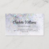 Abstrakter Watercolor Blue Holographic Glitzer Visitenkarte (Rückseite)