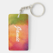 Abstrakter Watercolor gemalter Hintergrund Schlüsselanhänger (Rückseite)