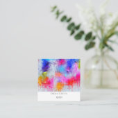 Abstrakter Watercolor-graue Quadratische Visitenkarte (Stehend Vorderseite)