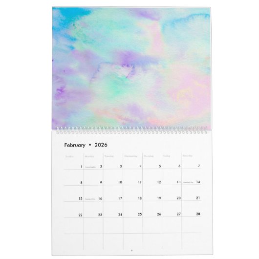 Abstrakter Watercolor-Landschaftskalender, groß Kalender (Feb 2026)