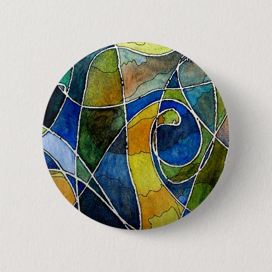 Abstrakter Watercolor-Stift u. Tinte Button (Vorderseite)