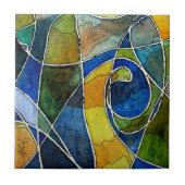 Abstrakter Watercolor-Stift u. Tinte Fliese (Vorderseite)