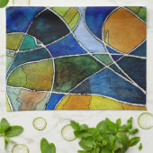 Abstrakter Watercolor-Stift u. Tinte Geschirrtuch (Gefaltet)