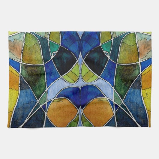 Abstrakter Watercolor-Stift u. Tinte Geschirrtuch (Horizontal)