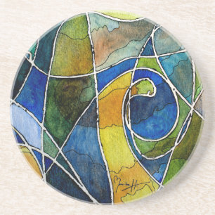 Abstrakter Watercolor-Stift u. Tinte Sandstein Untersetzer
