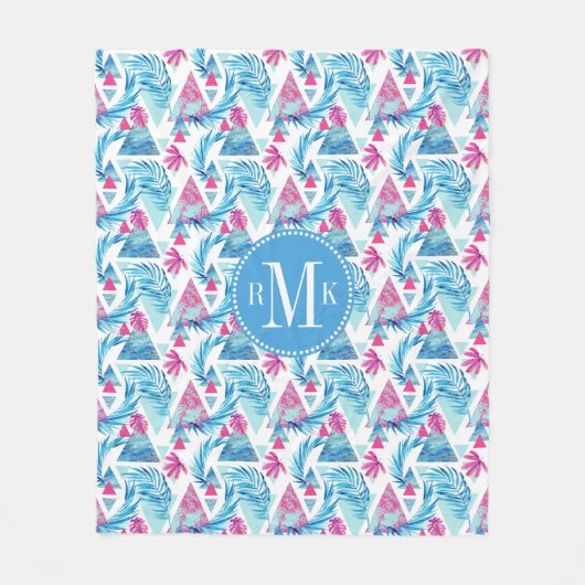 Abstrakter Watercolor-tropisches Blatt-Muster Fleecedecke (Vorderseite)