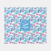 Abstrakter Watercolor-tropisches Blatt-Muster Fleecedecke (Vorderseite (Horizontal))