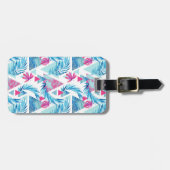 Abstrakter Watercolor-tropisches Blatt-Muster Gepäckanhänger (Vorderseite horizontal)