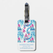 Abstrakter Watercolor-tropisches Blatt-Muster Gepäckanhänger (Rückseite vertikal)