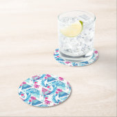 Abstrakter Watercolor-tropisches Blatt-Muster Runder Pappuntersetzer (Vor Ort)