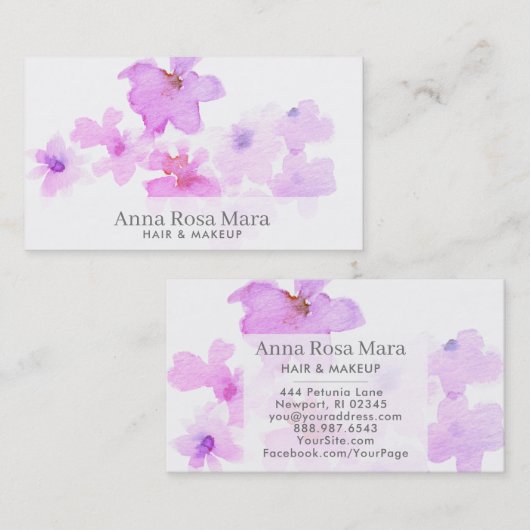 *~* abstrakter weicher eleganter BlumenWatercolor Visitenkarte (Vorne/Hinten)