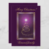 Abstrakter Weihnachtsbaum auf lila Karte (Vorne/Hinten)