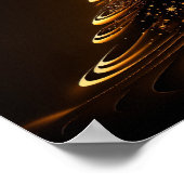 Abstrakter Weihnachtsbaum aus goldenen Linien Poster (Ecke)