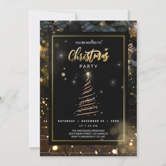 Abstrakter Weihnachtsbaum - Einladung (Vorderseite)