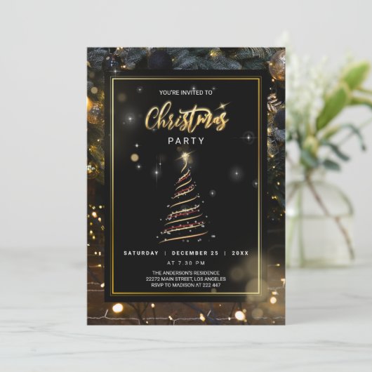 Abstrakter Weihnachtsbaum - Einladung (Stehend Vorderseite)