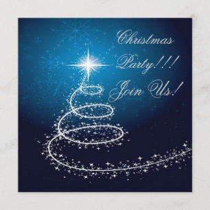 Abstrakter Weihnachtsbaum Party Einladung Blau